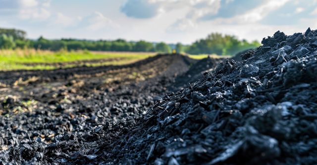 Image of biochar in a field