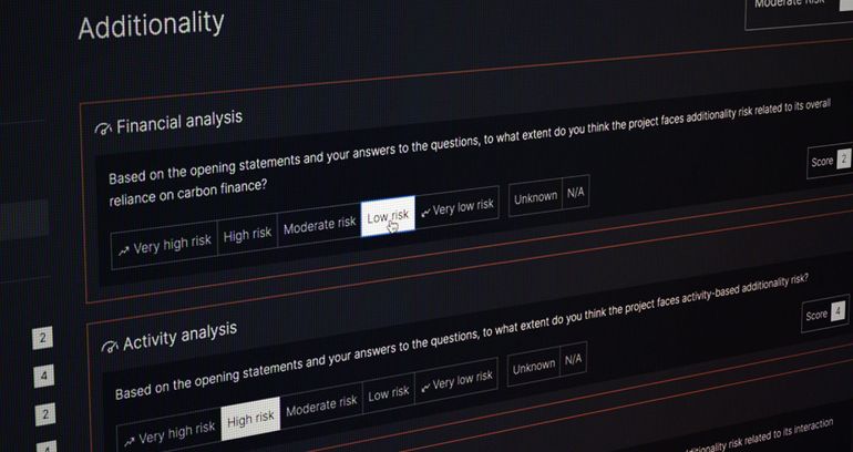 Screen showing the BeZero scorecard on BeZero Carbon Markets platform