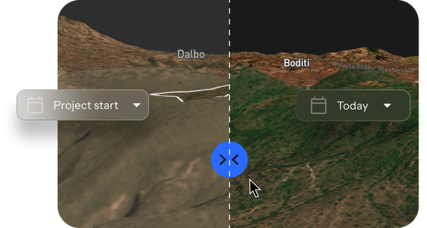Image showing map comparison tool with project start in the left-hand pane and today in the right-hand