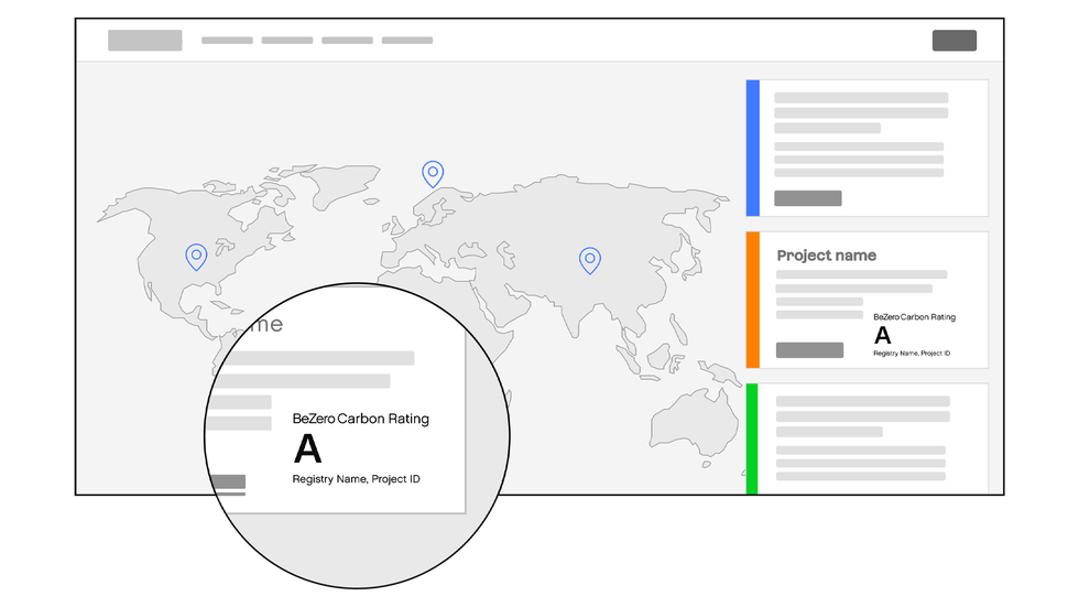 BeZero carbon rating displayed on third party website