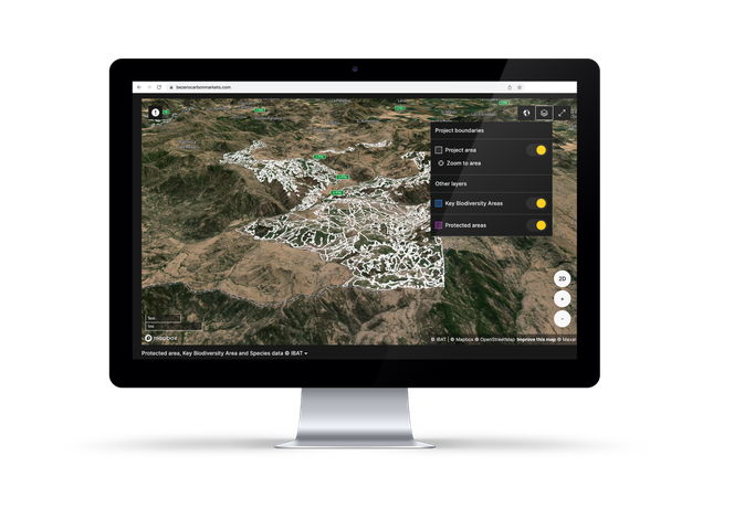 Screenshot of the Geospatial tab of BeZero Carbon Markets platform