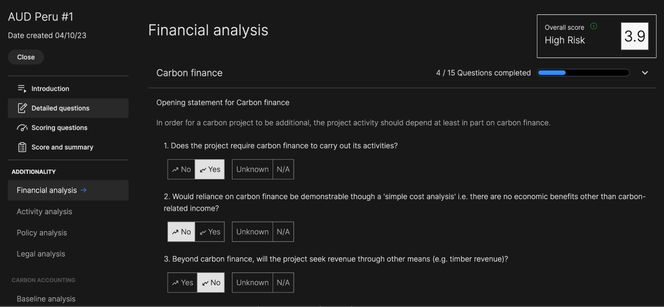 Screenshot of Scorecard available on the BeZero Platform