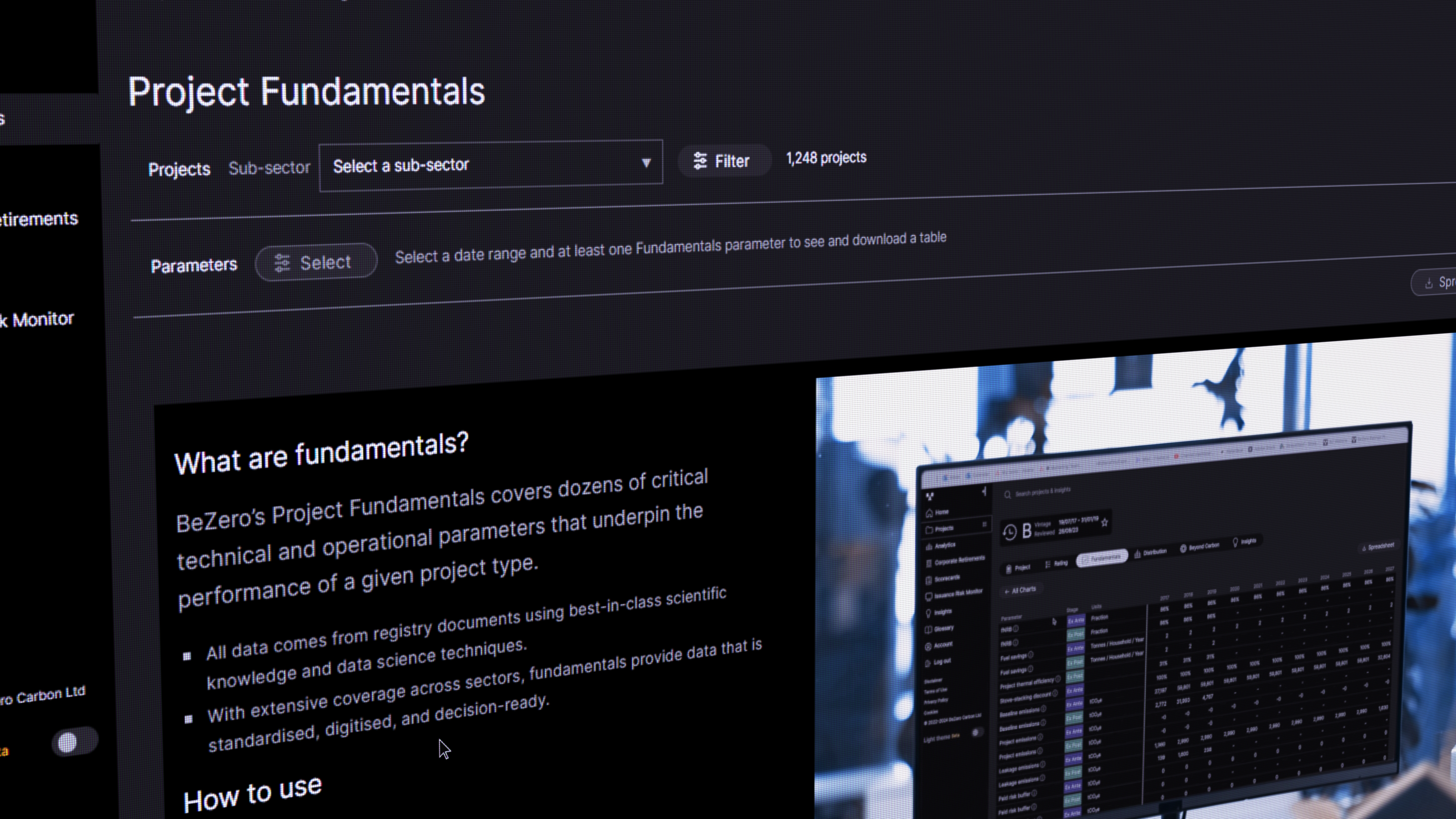 BeZero Project Fundamentals on the platform