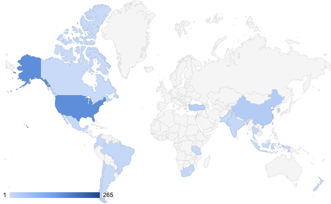 Map of the global distribution of landfill projects showing that the US have the highest number of projects.